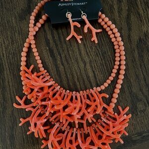 Ashley Stewart Vibrant Orange Necklace Set